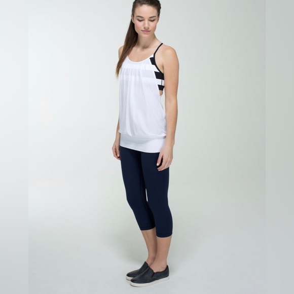 lululemon athletica Tops - Lululemon Women’s No Limits Tank White/White Black Stripe Tank Top